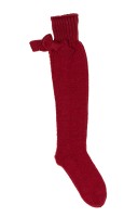 Girls Red Knitted Long Socks with Bow