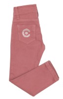 Girls Pink Cotton Skinny Fit Trousers