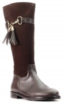 Chocolate Brown Suede Leather Tall  Boots
