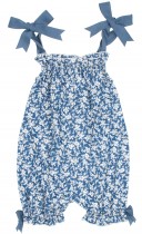 Blue & White Liberty Playsuite with bows 