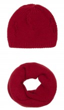 Dark Red Alpaca Wool Hat & Snood Set