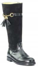Black Suede & Leather Tall Boots 