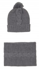 Gray Alpaca Wool Hat & Snood Set