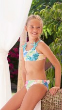 Maricruz Moda Infantil  Bikini Niña Perforado & Estampado Floral Multicolor 