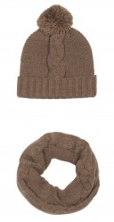 Gray Alpaca Wool Hat & Snood Set