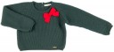 Girls Green Knitted Sweater & White Cotton Ruffle Collar Blouse Set