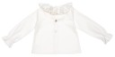 Ivory Cotton Ruffle Collar Blouse 