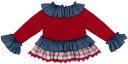 Baby Girls Burgundy & Blue Checked 2 Piece Sweater Set 