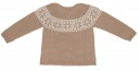 Beige & Ivory Fairisle Sweater with Velvet Bow