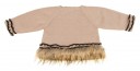 Beige Knitted Sweater with Faux Fur Hem