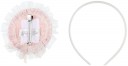 Dolce Petit Girls White & Pale Pink Plumeti Hairband & Hair Clip