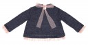 Girls Blue Knitted Sweater with Gray Tulle Hem
