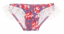 Plum Floral Bikini Bottoms with White Lace 