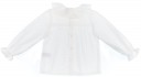 Girls Ivory Polka Dot Cotton Blouse with Ruffle Collar
