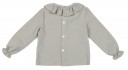 Gray Blouse with Ruffle Collar 