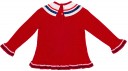 Girls Red Pleated Sweater & Checked Shorts Set 
