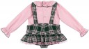 Girls Green 3 Pieces Dungaree Ruffle Shorts Set