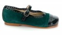 Bottle Green Patent & Suede Leather Mary Janes