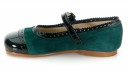 Bottle Green Patent & Suede Leather Mary Janes