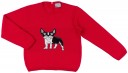 Girls Red Dog Sweater & Grey Glen Plaid Skirt Set