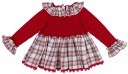 Girls Burgundy Knitted Sweater & Beige Checked Shorts Set 