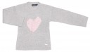 Girls Gray Knitted Cardigan with Pink Heart
