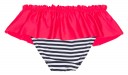 Navy Blue & Red Striped Ruffle Bikini Bottoms