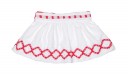 Girls Red Polka Dot Cotton Blouse & White Brocade Skirt Set 