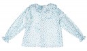 Girls White Blouse & Blue Glitter Polka Dots With Ruffle Collar