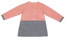 Girls Salmon Pink & Grey Knitted Dress 