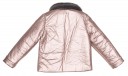 Girls Pink Metallic Jacket with Synthetic Fur Collar