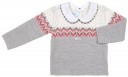 Baby Boys Grey Fair Isle Sweater & Pin- Striped Shorts Set