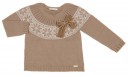 Beige & Ivory Fairisle Sweater with Velvet Bow