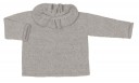 Gray Knitted Sweater & Cardigan With Ruffle Collar