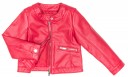 Girls Red Synthetic Leather Jacket