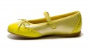 Yellow Shimmer Mary Janes with a patent toe