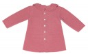 Baby Dusky Pink Knitted Dress & Bonnet Set with Pom-Poms