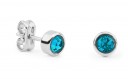 Missbaby Silver & Swarovski Blue Crystal Round Earrings