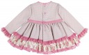 Baby Girls Beige & Pink Flower Print 2 Piece Dress Set