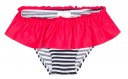 Navy Blue & Red Striped Ruffle Bikini Bottoms