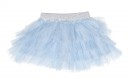 Blue Quilted Jersey & Tulle Layered Skirt 