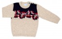 Boys Beige Wool Sweater with Intarsia Woven Pattern