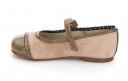 Beige Patent & Suede Leather Mary Janes