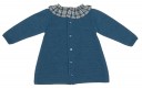 Blue & Check Print Knitted Dress with Velvet Bows