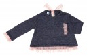 Girls Blue Knitted Sweater with Gray Tulle Hem