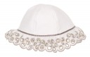 Girls White Frilled Cotton & Lace Sun Hat