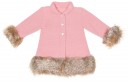 Blush Pink  Knitted Coat with Synthetic Fur Cuffs & Hem