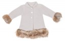 Ligth Gray Knitted Coat with Synthetic Fur Cuffs & Hem