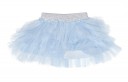 Blue Quilted Jersey & Tulle Layered Skirt 