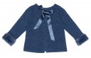 Girls Blue Sweater with Synthetic Fur Cuffs & Satin Bow